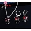 Hot Sale 8 Colors Shining Crystals 925 Sterling Silver Necklace Earrings Jewelry Sets Fashion Accessories Women Wedding