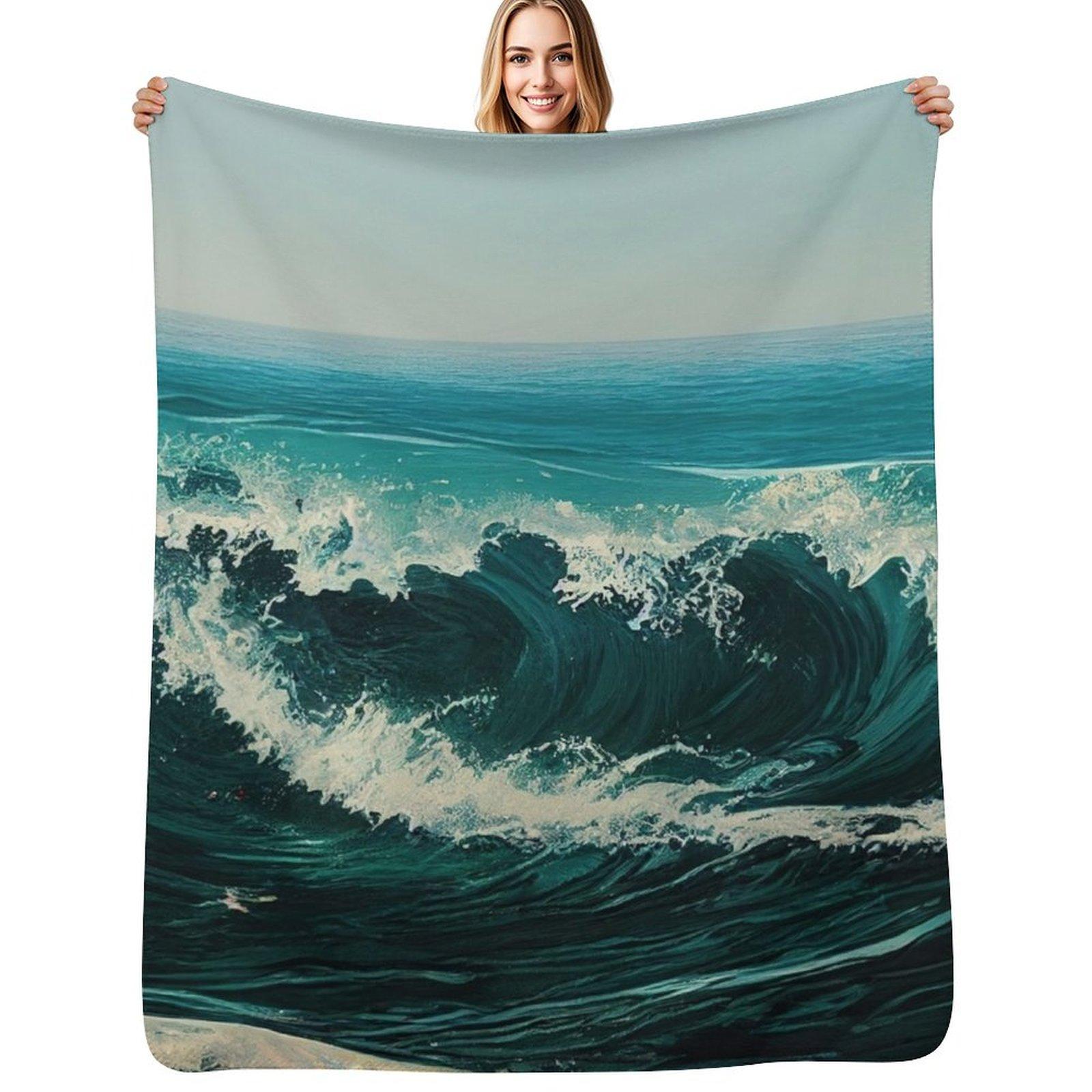 Ocean Wave Big Rip Curl Throw Blanket Mens Soft Warm Throw Blanket for Couch 102x76cm(40x30in)
