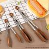 Stainless Steel BBQ & Buffet Tongs with Walnut Wood Handle, 9-inch & 12-inch Plum Blossom Head.