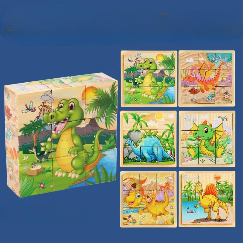 3D Wooden Puzzle – Educational Flip & Build Blocks for Kindergarten Kids