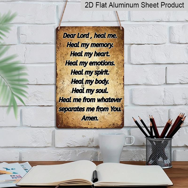 2D Flat, Decorative Sign Vintage "Dear Lord" Rustic Aluminum Wall Art Sign- Inspirational Religious Prayer Plaque Home, Office, Church, Kitchen