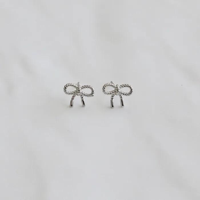 _FF36 925 Silver Mini Ribbon Earrings