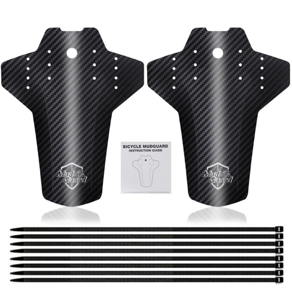 High Quality 2PCS Mountain Bike Carbon Fiber Compatible MTB Mud Guard Adjustable Bicycle Mudguard Bike серебряный