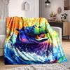 1pc Colorful Hippo Print Blanket Lightweight Flannel Blanket Throw Blanket For Sofa, Bed, Travel, Camping, Livingroom, Office, Couch, Chair, And Bed Y