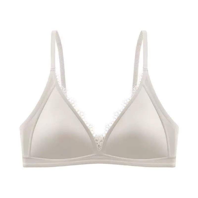 Sommer Ultra-dünne Französische Nahtlose Spitze Dessous mit Dreieckskörbchen & Anti-Hänge Stütz-BH