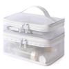 Fashion Transparent Mesh Travel Cosmetic Bag Storage 2 Layer Toiletry Bag Large Capacity Make Up Organizer Bag Women's