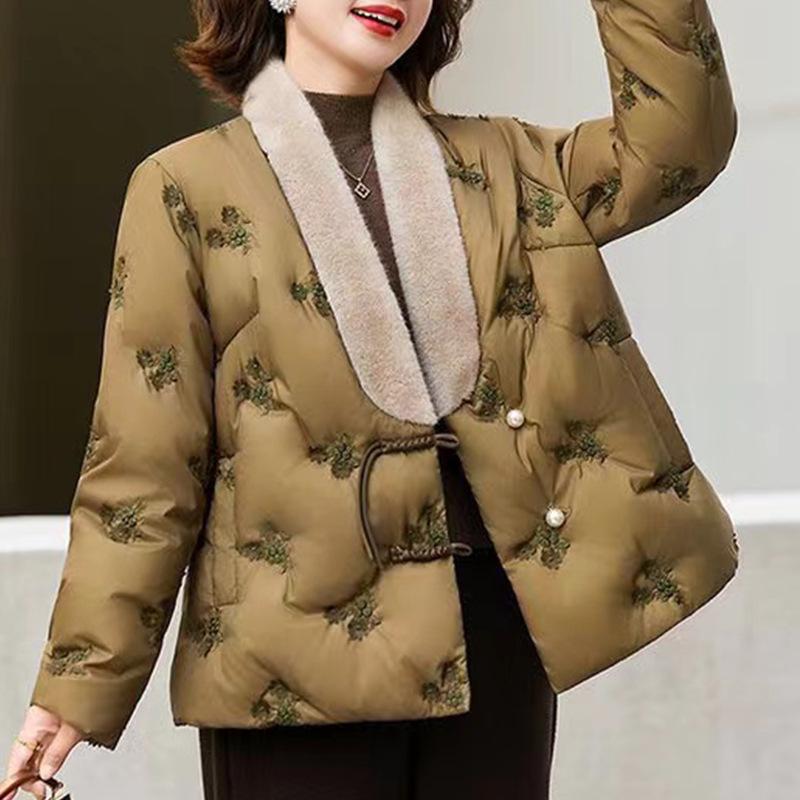 

Elegant 2025 National Style Winter Down Jacket for Middle-Aged Women 5XL (150-165 jin) - 125g filling