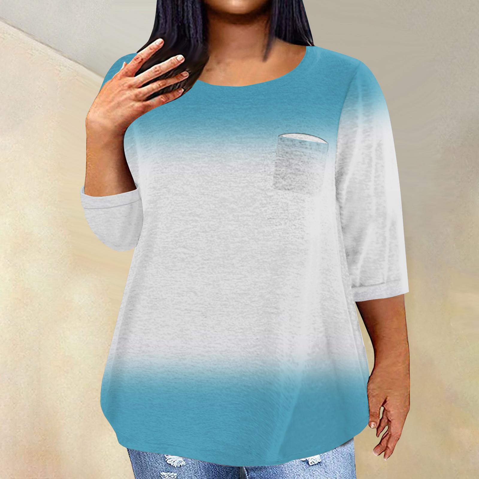 

Женский модный повседневный пуловер с круглым вырезом и рукавом три четверти с принтом, топ с рукавами 4/3 XXXL