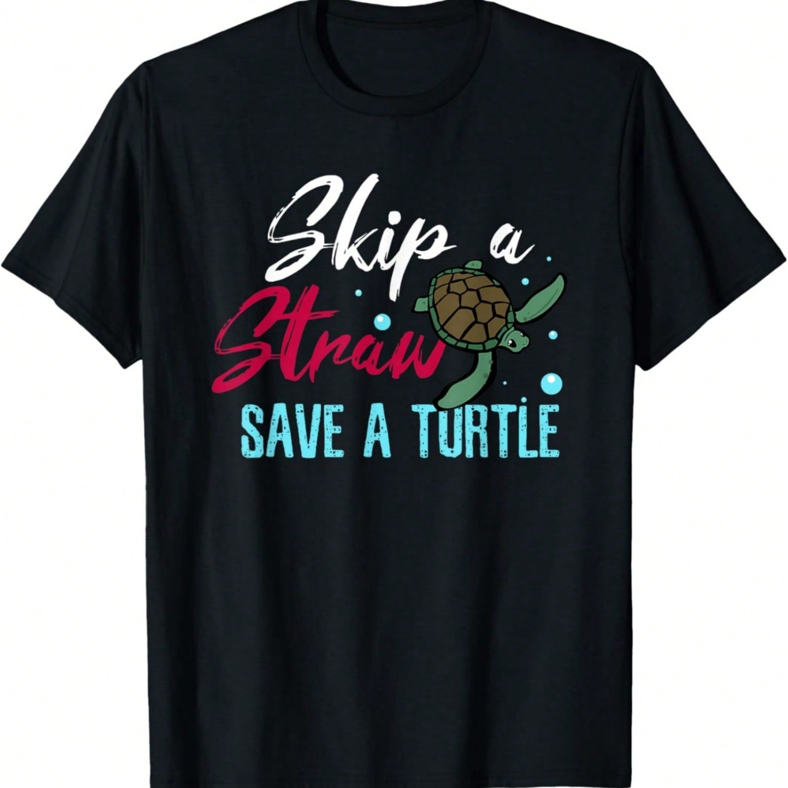 Skip A Straw Save A Turtle T-Shirt S разноцветный