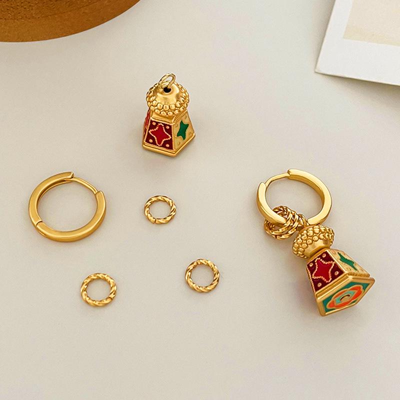 Retro Chinese-Style Enamel Drip Earrings: Versatile Light Luxury with Vintage Elegance