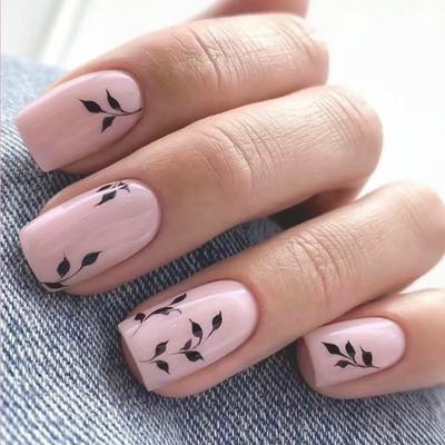 24 Pieces Pink Flower Decoration Simple Decoration Short New Product Temperament White Manicure Autumn and Winter Temperament White Wear