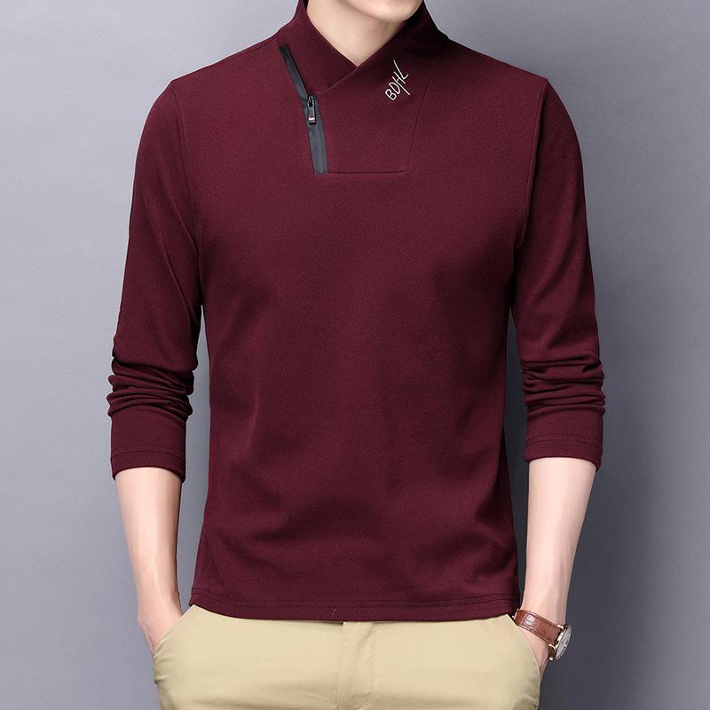 Футболка с длинными рукавами из двухстороннего бархата с диагональной молнией на весну — фото 8