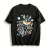 Cool Motorbike Rabbit Print T-shirt Fun Cartoon Radish Graphic Casual Top Pure Cotton T-shirt