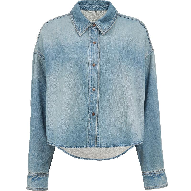 ONLY Women s Loose Fit Short Denim Shirt XS