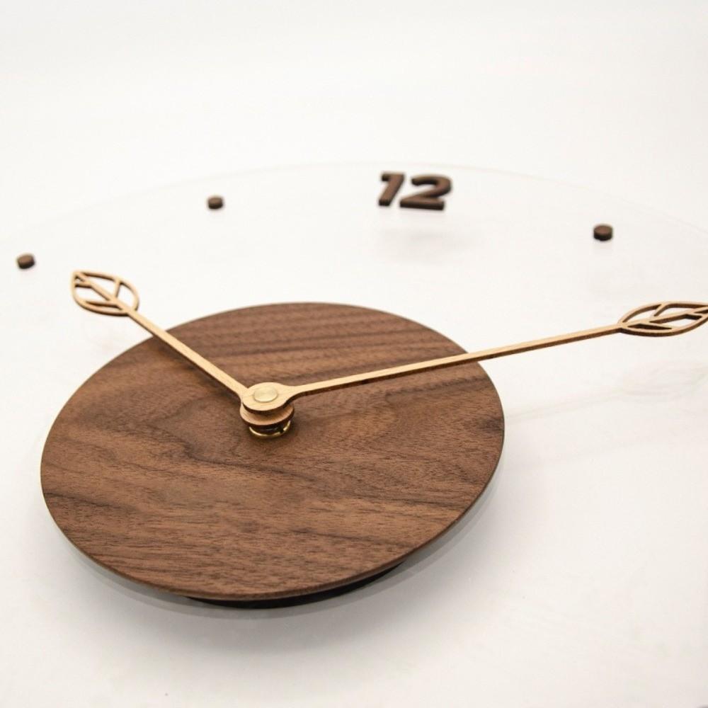 Solid Wood Digital Wall Watch Transparent Scale Clock Simple Style Hanging Clock  Wall Ornament