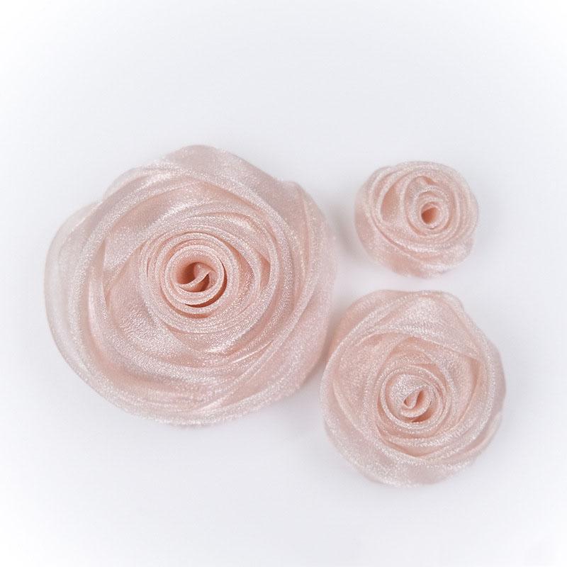 3-4.5cm Organza Snow Rose Head Dress Hair Party Decoration Small Flower DIY Handmade Clothing Accessories Costume Designing