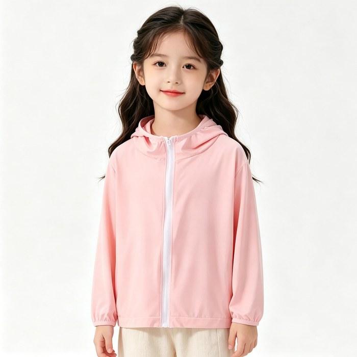 [Kayiyas] Rash Guard Kids UV Cut UPF50+ Long Sleeve Hoodie (140 Pink)