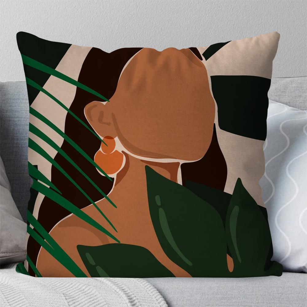 African Women Pillow Case Square Pillow Bedroom Sofa Leisure Comfort Cushion Car Living Room Home Decoration 40X40