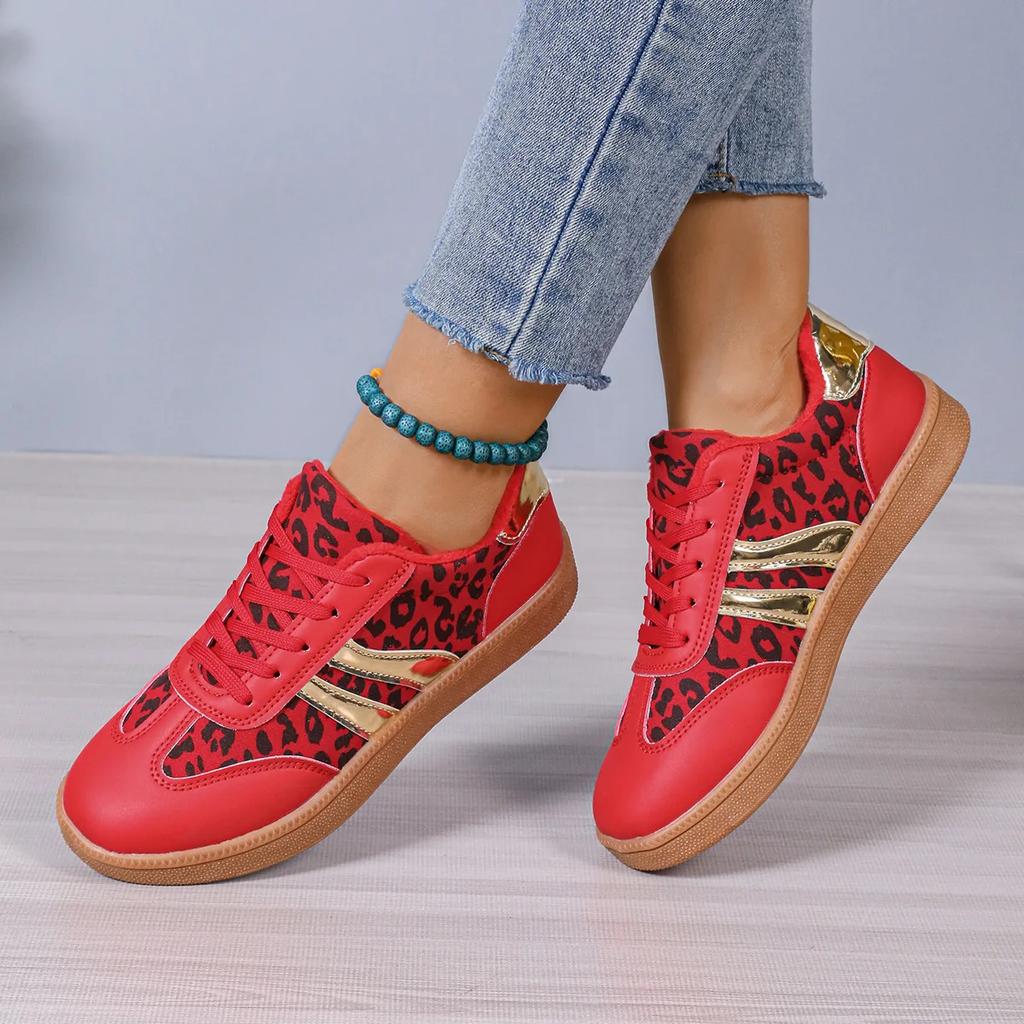 Designer Sexy Leopard Print Platform Leather Sneakers Women Soft Bottom Board Shoes Fashion Female Zapatillas De Deporte