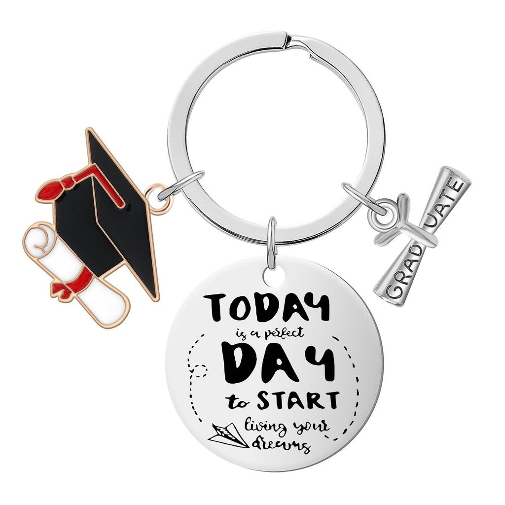 Stainless Steel Inspirational Graduation Keychain for Classmates and Teachers