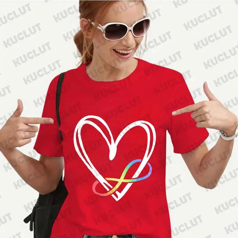 Autism Women Clothing Infinity Symbol Autism Awareness Mom T-shirts Neurodiversity Tee Shirt Autistic Cotton Tee Tops Cotton