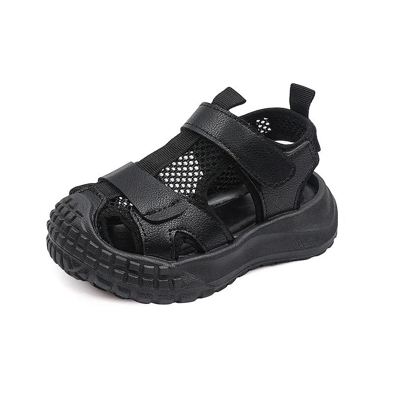 

Boys Girls Sports Shoes Toes Capped Hollowed-out Kids Sandals Casual Mesh Breathable Summer Children Beach Shoes Non-slip 25