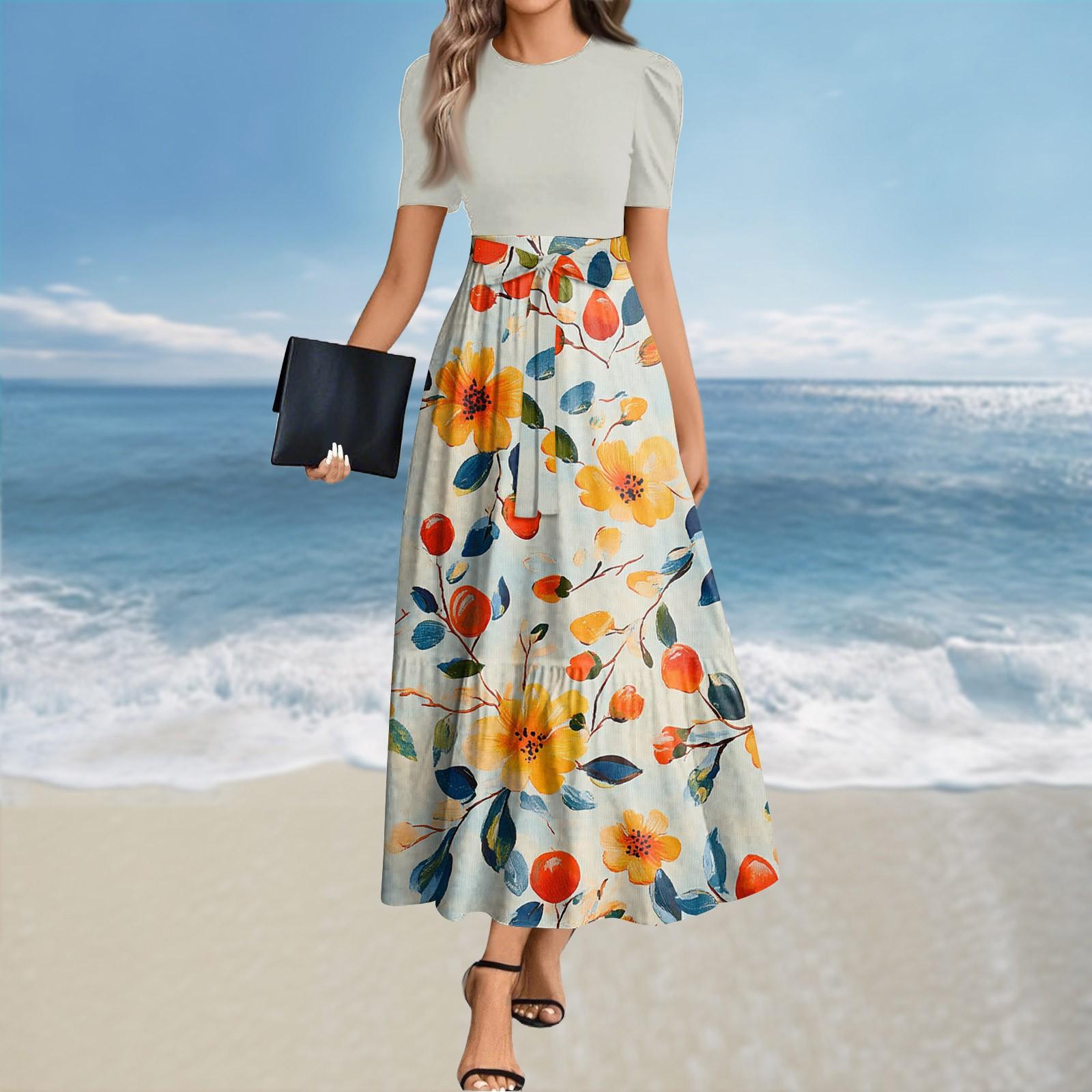 

Женское летнее платье свободного покроя для пляжного отдыха, повседневное платье-жилет с глубоким V-образным вырезом, элегантное платье-рубашка L бежевый