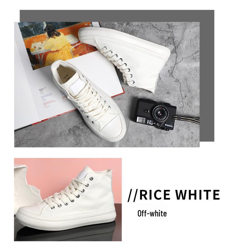 22365 Men's High-Top Canvas Shoes: Versatile, Trendy Korean-Style Breathable Footwear
