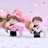 Sweet Couple Bride Groom Model Miniature Figurine Landscape Wedding Figurine Desktop Ornament Home Decor Wedding Gift Garden