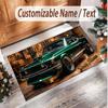 Auto-Rennsport-Thema Weicher Kristall-Samt Teppich Benutzerdefinierter Name & Text Druck Rutschfester Boden Teppich für Schlafzimmer Wohnzimmer