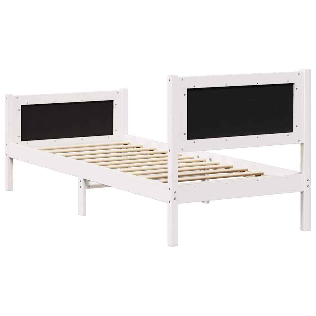 Bed Frame in White and Light Grey 75 x 190 cm Solid Pine Wood