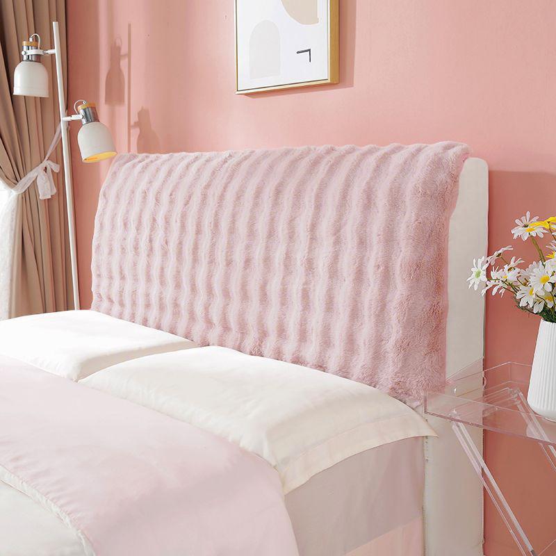 Thicken Plush Bed Headboard Cover Solid Color Soft Faux Fur Elastic Bed Head Cover Anti-Dust Bed Back Protector Cover