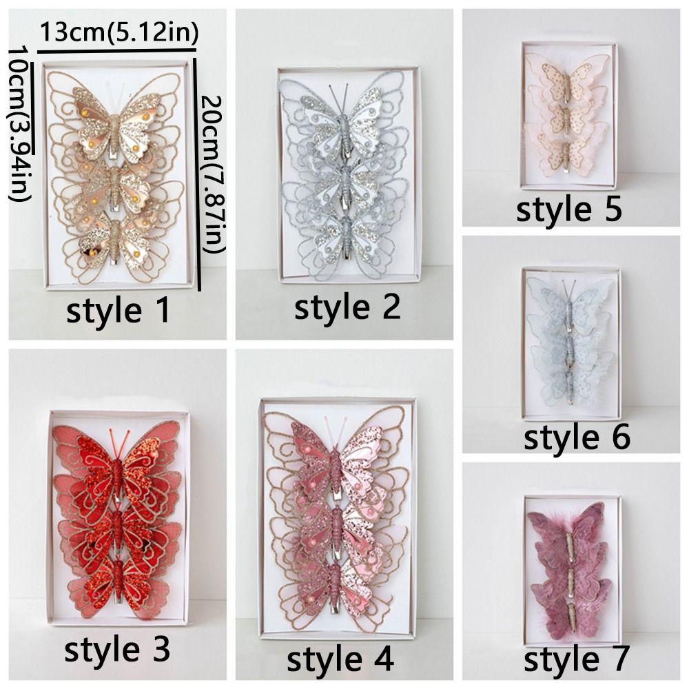 Glitter Artificial Butterfly Sequins Butterfly Tree Decoration  Home Decoration