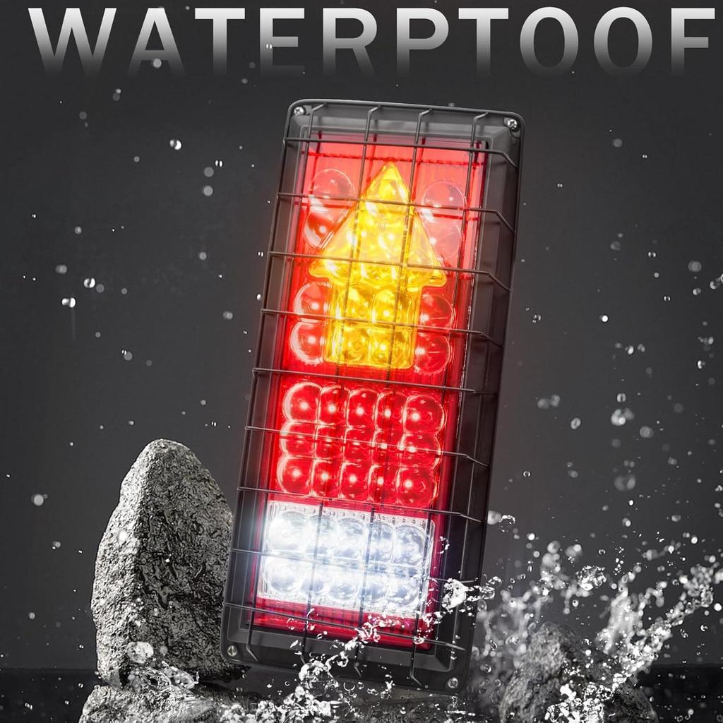 5-Function LED Truck Tail Lights with Turn Signals, Reverse, Running Lights, and Brake Stop Lights for Trailers, Tractors, and Pickups
