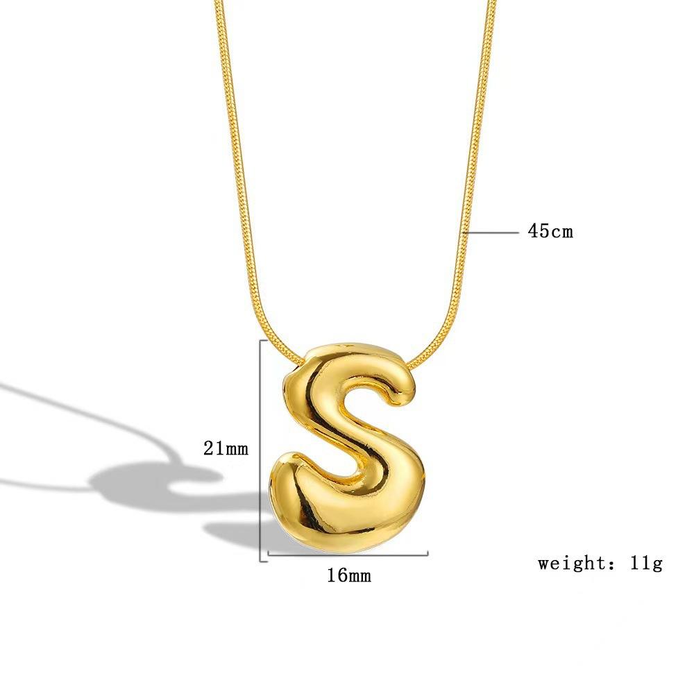 [9.30% off from 10 pieces] Balloon bubble chubby 26-letter necklace bare body simple pendant
