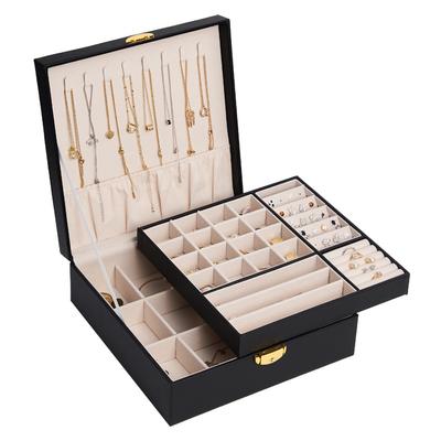 Vintage Doppelschichtiger Schmuckaufsteller Organizer Schmuck Aufbewahrungsbox Ohrringe Ringe Halter Reise Multifunktionsetui