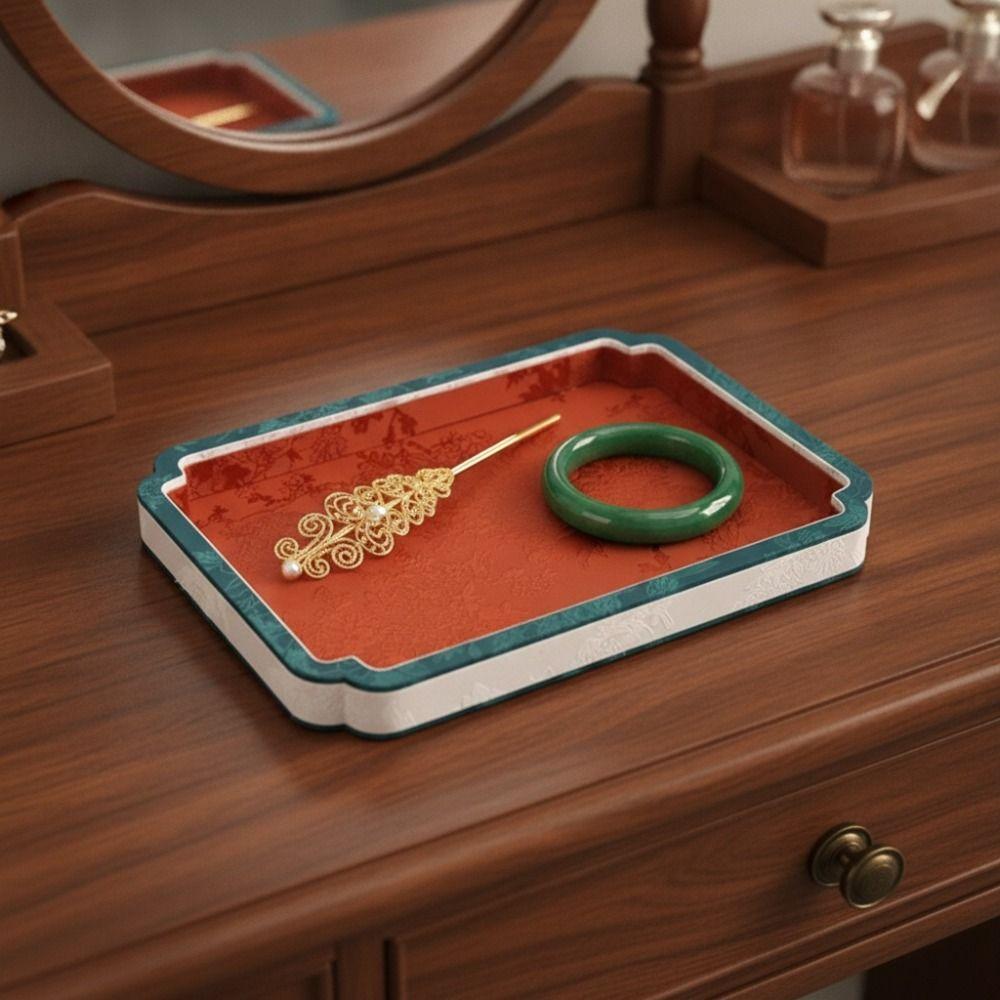 Chinese Vintage Court-Style Jewelry Storage Tray Satin Surface Jewelry Showcase Dressing Table