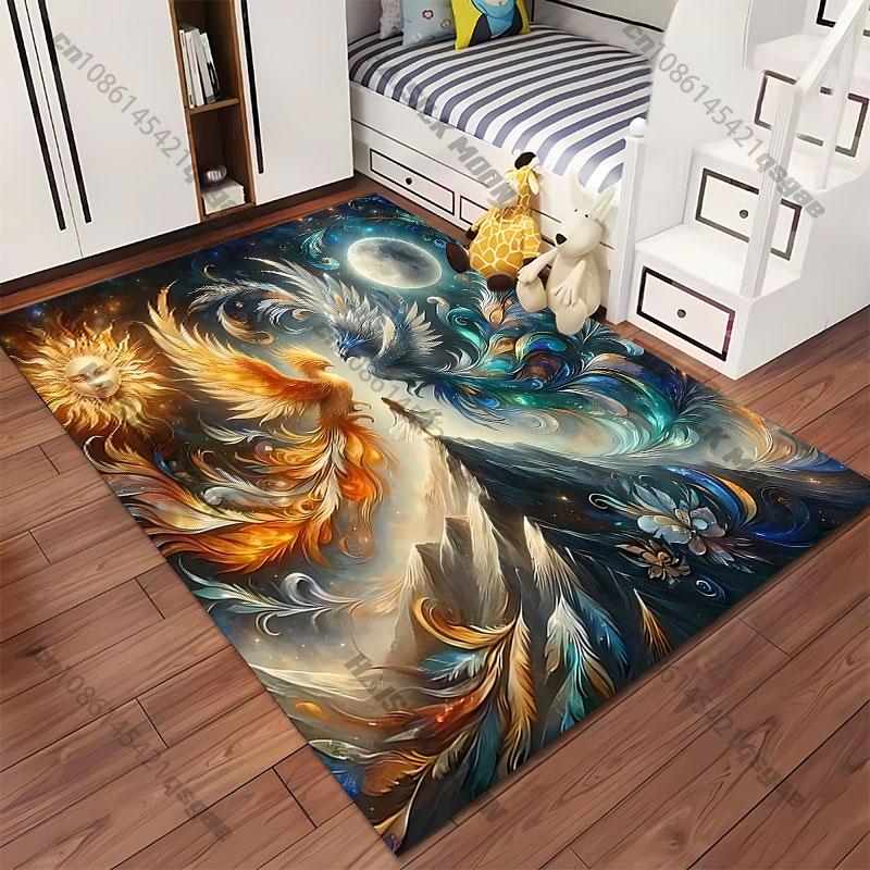 Balance harmony duality cosmic forces carpet Yoga living room room decor children's crawling mat doormat area rug games mat