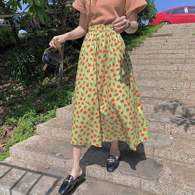 Fustă cu Imprimeu Floral pentru Femei În Vară Nouă Cu Talie Înaltă Slim Fustă Umbrelă High-end Florală A-line Fustă Lungă