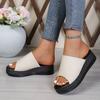 Women's Summer Thick-Soled Platform Slide Sandals, Fabric Upper Casual Footwear.