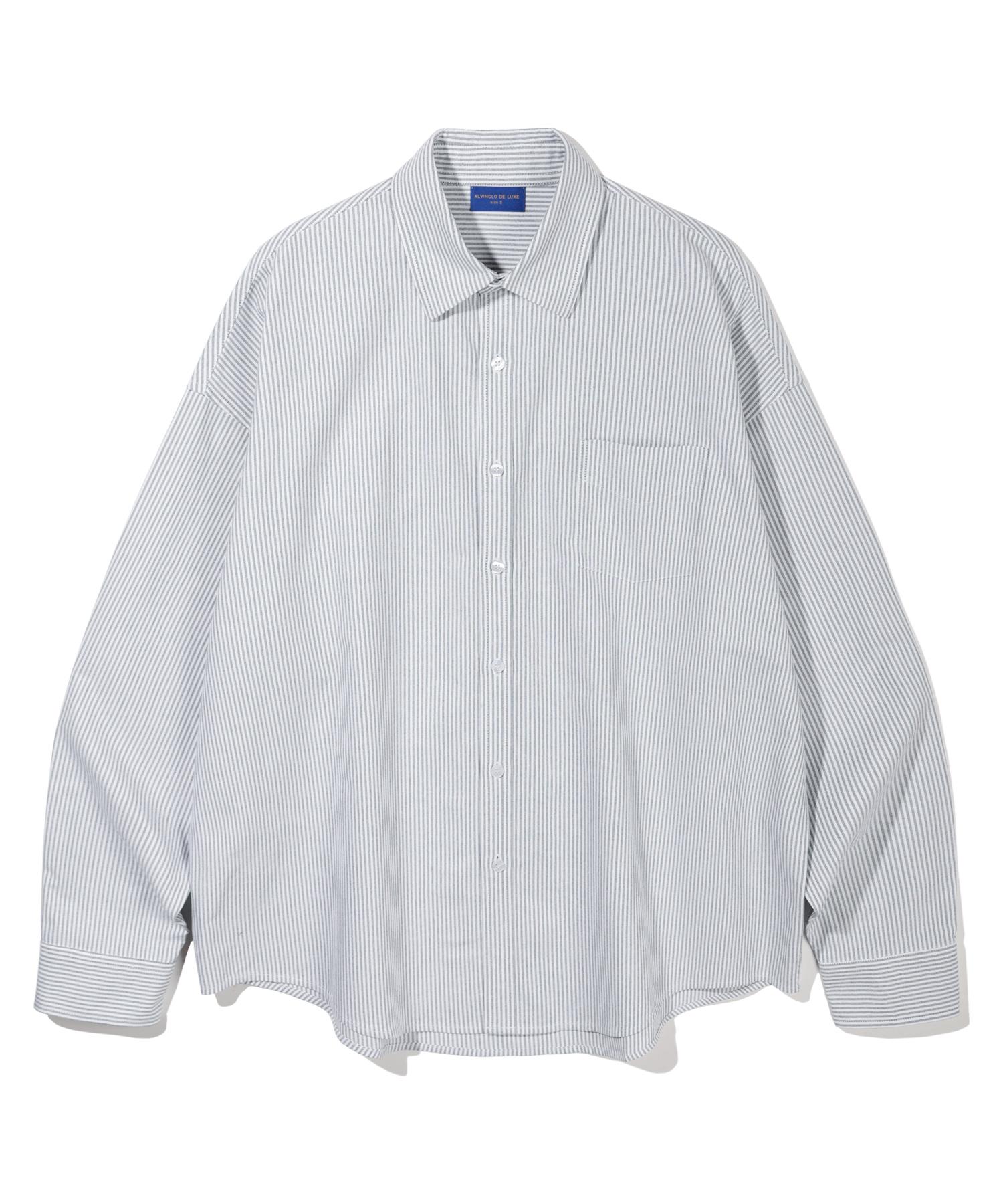 Alvin Clo [De Luxe] Striped Oxford Oversized Shirt Dlx1212 (3 Colors) Blue/3