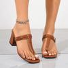 2025 Summer New Women's Square Toe Thong Sandals Chunky Heels Buckle Plus Size for Outdoor Dresses & Slippers Zapatos