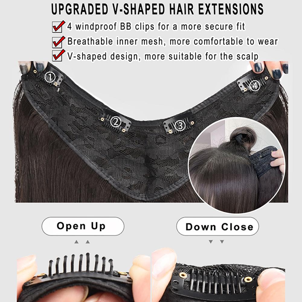 Long Wavy Synthetic Hair Extensions 4 Clip In One Piece Hair Wigs For Women Synthetic Clip On Hair Extensions