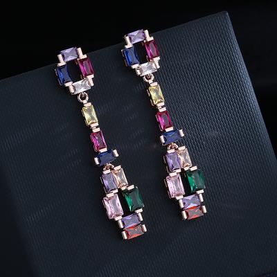 High End Contrasting Color Fashionable Earrings Super Flash Zircon Earrings