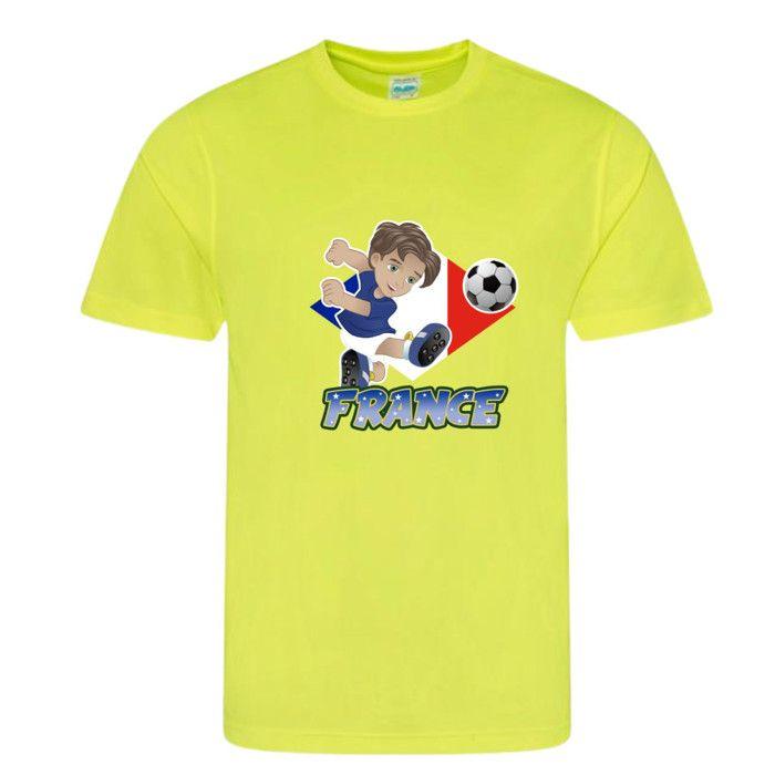 Tee-shirt sport enfant - NPZ - Design France Football - Jaune - 100% polyester - Respirant