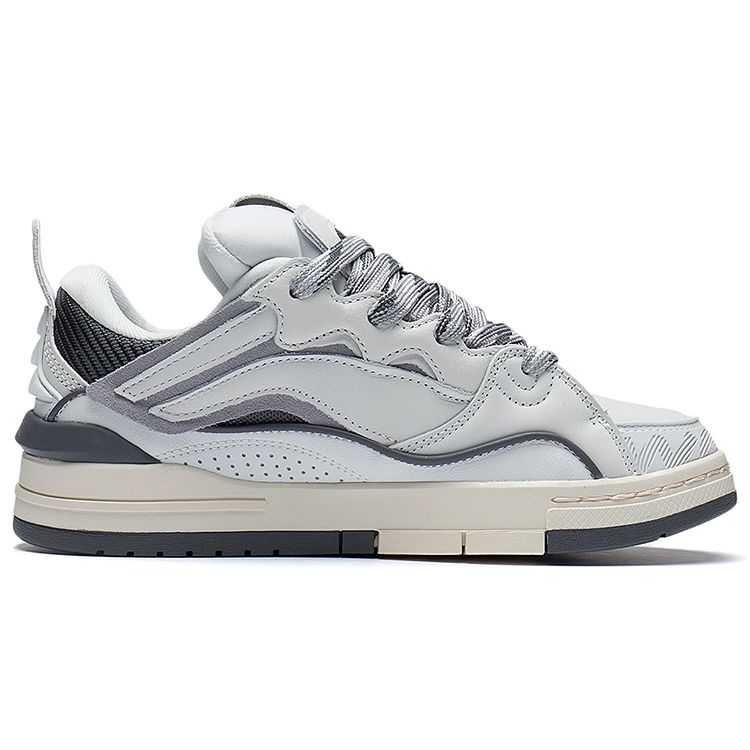 Li Ning Golden Fabric Synthetic Leather Sports Slip Resistant Shock Absorbing Wear Resistant Low Top Skate Shoes Women Sneakers Frost-White AECS074-1