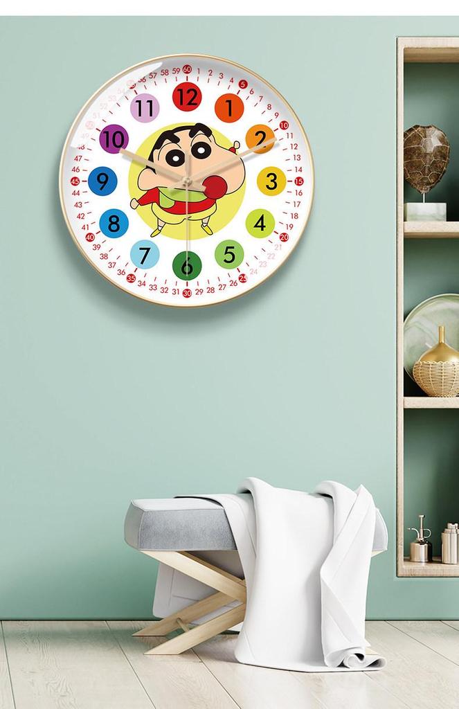 Shin-chan Cartoon Wall Clock: Stylish, Silent, Radio-Controlled for Living Room