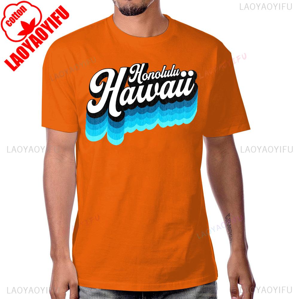 Summer Style Casual Cotton OAHU Honolulu HAWAII Tshirt Streetwear Short Sleeve Man Tshirt Harajuku Hip Hop Breathe Comfort Tees