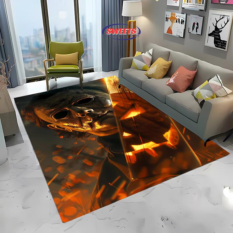 1PC M-Michael M-Myers Halloween Horror Carpet Soft Rug for Living Room Dining Room Playroom Floor Decor All Season Mat