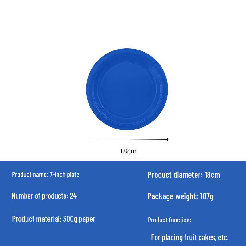 Dark Blue Party Decoration Set: Thick Disposable Plates, Cups, Napkins & Tablecloth